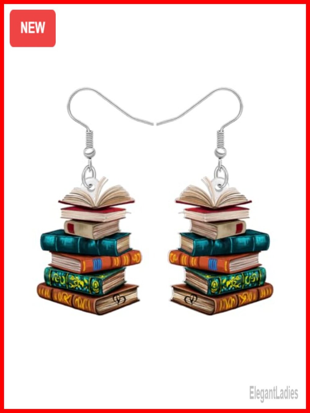 Acrylic Book Earrings Dangle Bookshelves Jewelry Back to School Gift